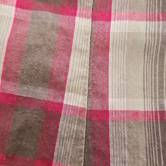 H&M Cotton Button-Down Short Sleeves Ruffled Shirt Hot Pink & Military Green 8 - Picture 14 of 16